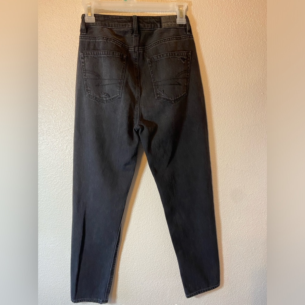American Eagle Black Distressed Mom Jeans Size 00 - Picture 7 of 10